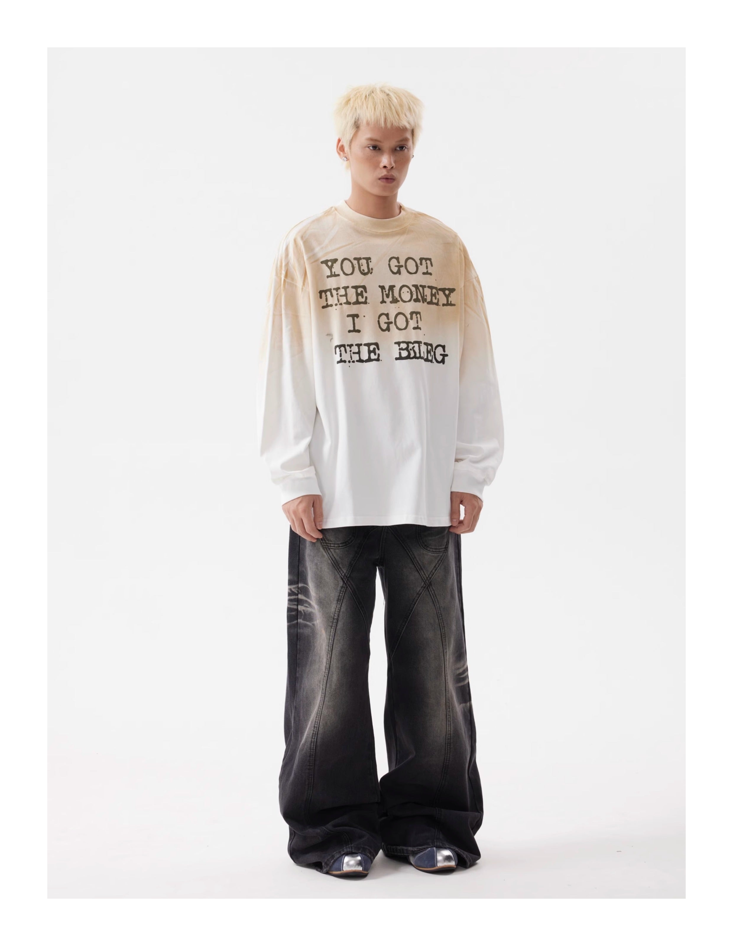 BTSG Vintage Wash Distressed Deconstructed Ripple Jeans