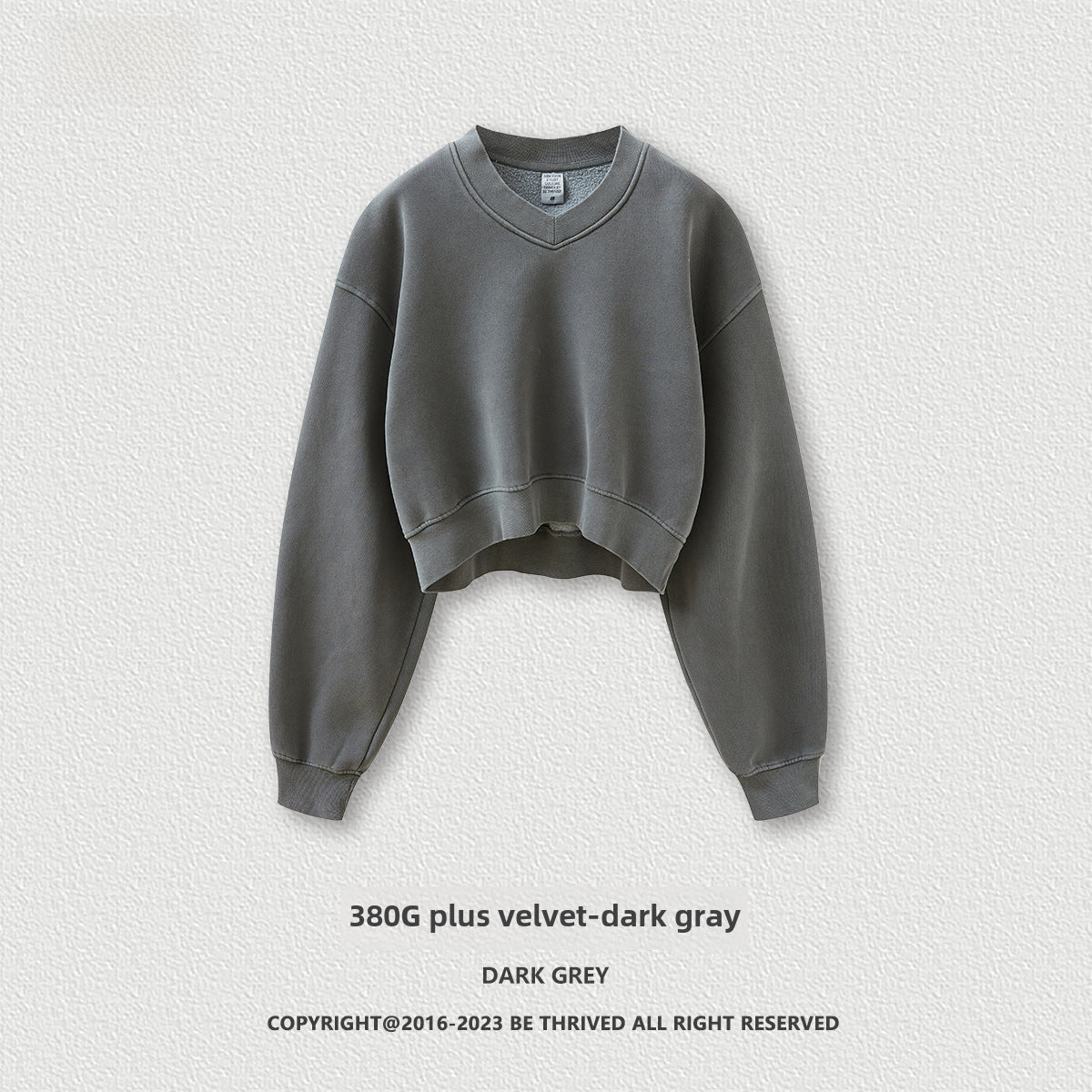 BE Dawang Tide Washed V-Neck Cropped Sweatshirt