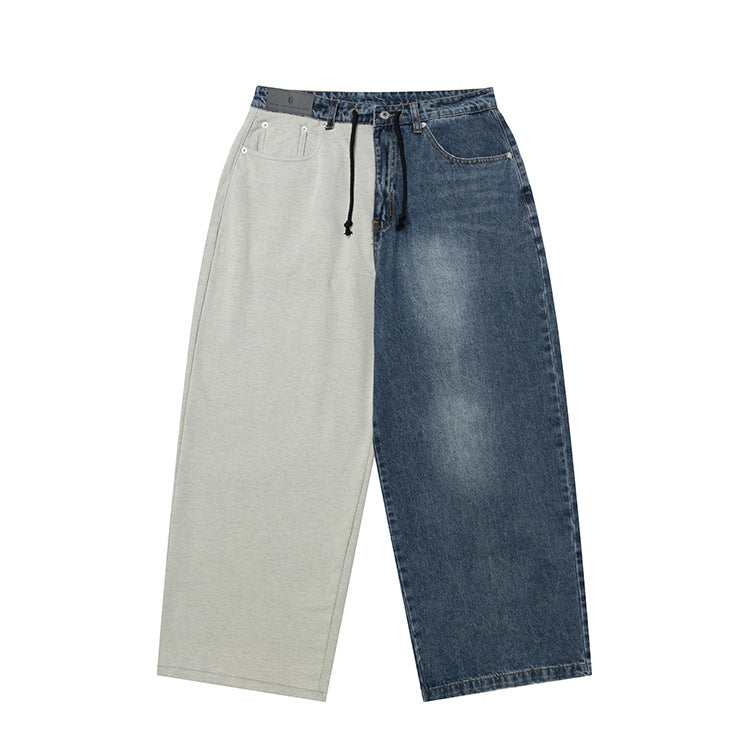 #OVDY Retro Distressed Wash 420G Winter Fleece Over Size Denim Jeans