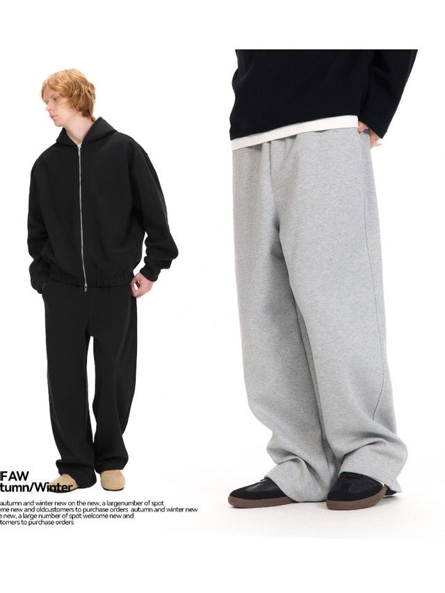 UNF solid color air loose knitted straight cutlass sweatpants