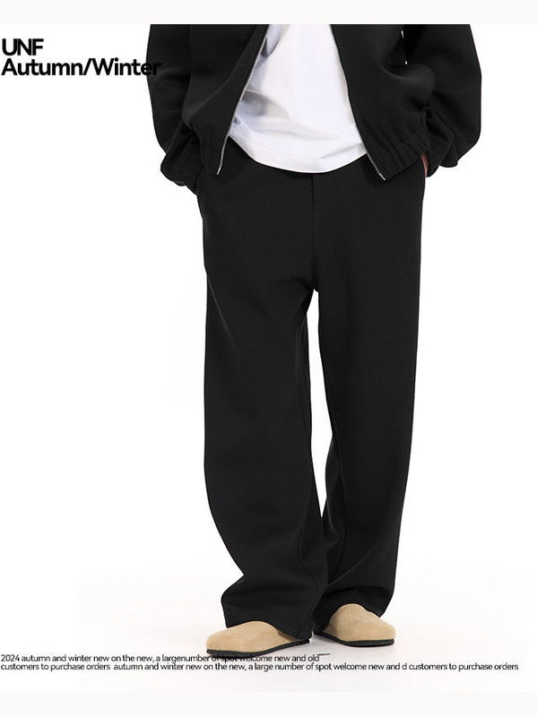 UNF solid color air loose knitted straight cutlass sweatpants
