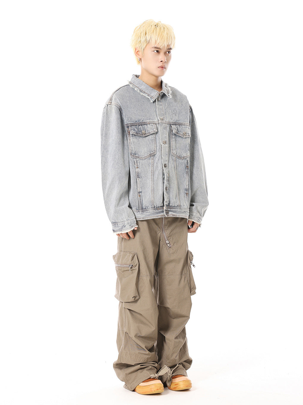 BTSG Heavy industry multi-pocket zipper pleated cannonball cargo pants