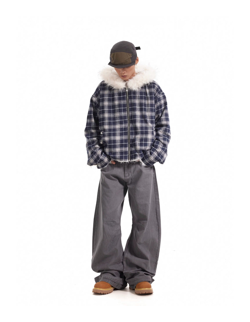 BTSG Wash silhouette pleated wide-leg casual scimitar Pants