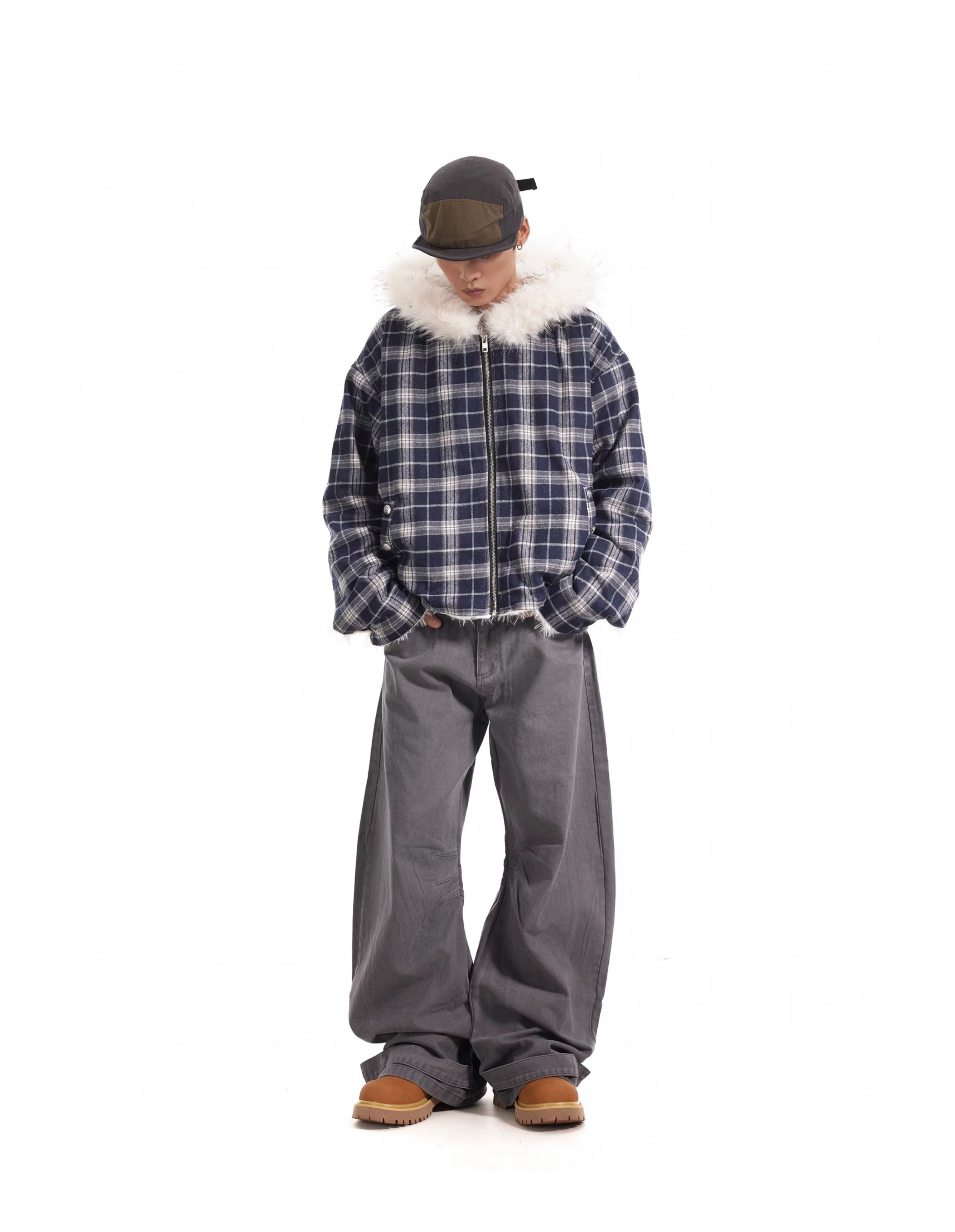 BTSG Wash silhouette pleated wide-leg casual scimitar Pants