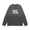 #OVDY Vintage Wash Retro Cracked Gradient Print Long Sleeve Oversize Sweatshirt