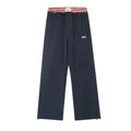 Mershier American retro plaid stitching fake two-piece pants