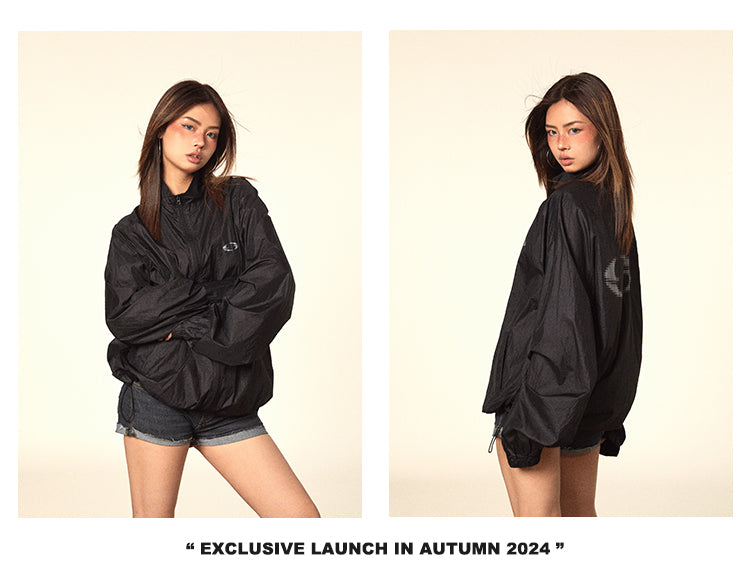 BLACKBB American Glossy Crinkled Printed Sunscreen Jacket