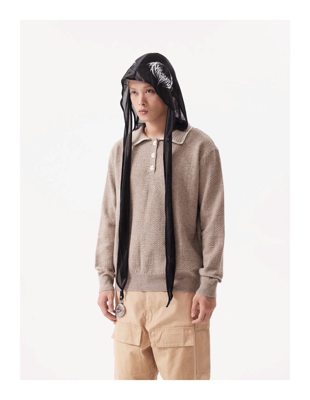 BTSG Rollover Collar Silhouette Sweater