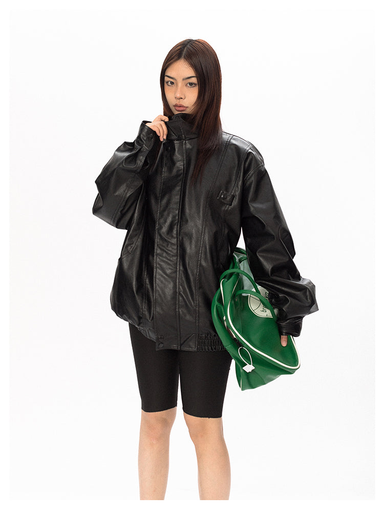 BLACKBB American Retro Spring And Autumn Casual Leather Jacket