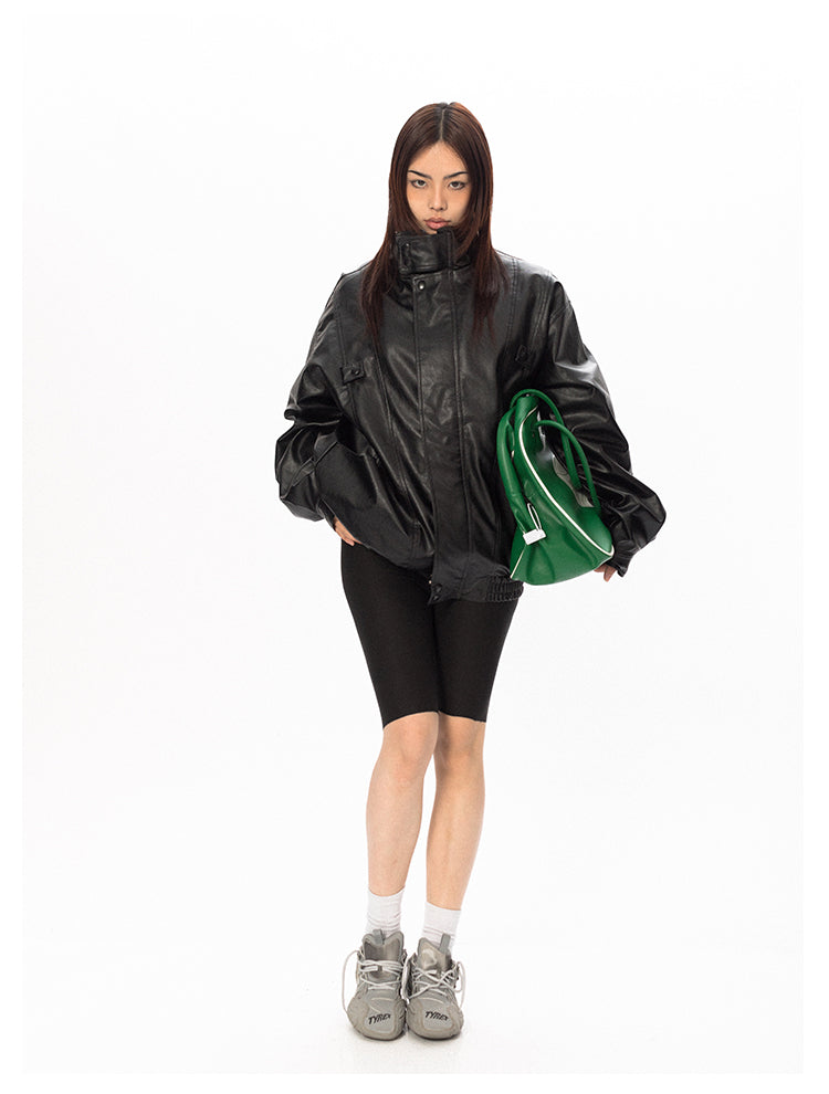 BLACKBB American Retro Spring And Autumn Casual Leather Jacket