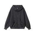 Nariele Retro Style Heavy Hoodie Trendy Zipper Solid Color Jackets