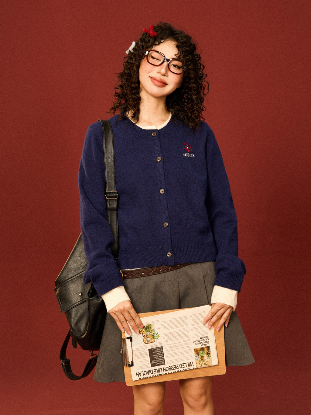 Mershier patchwork Retro knitted cardigan