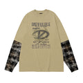 #OVDY Fake Two Pieces Camouflage Stitched Loose Crew neck Sweatshirt