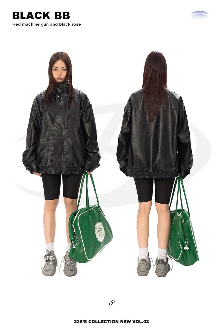 BLACKBB American Retro Spring And Autumn Casual Leather Jacket