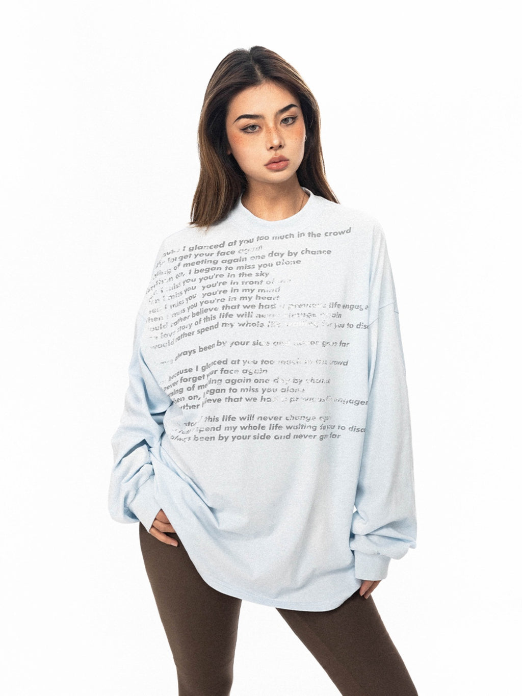 BLACKBB American Retro Fried Color Monogram Print Long Sleeve Tee