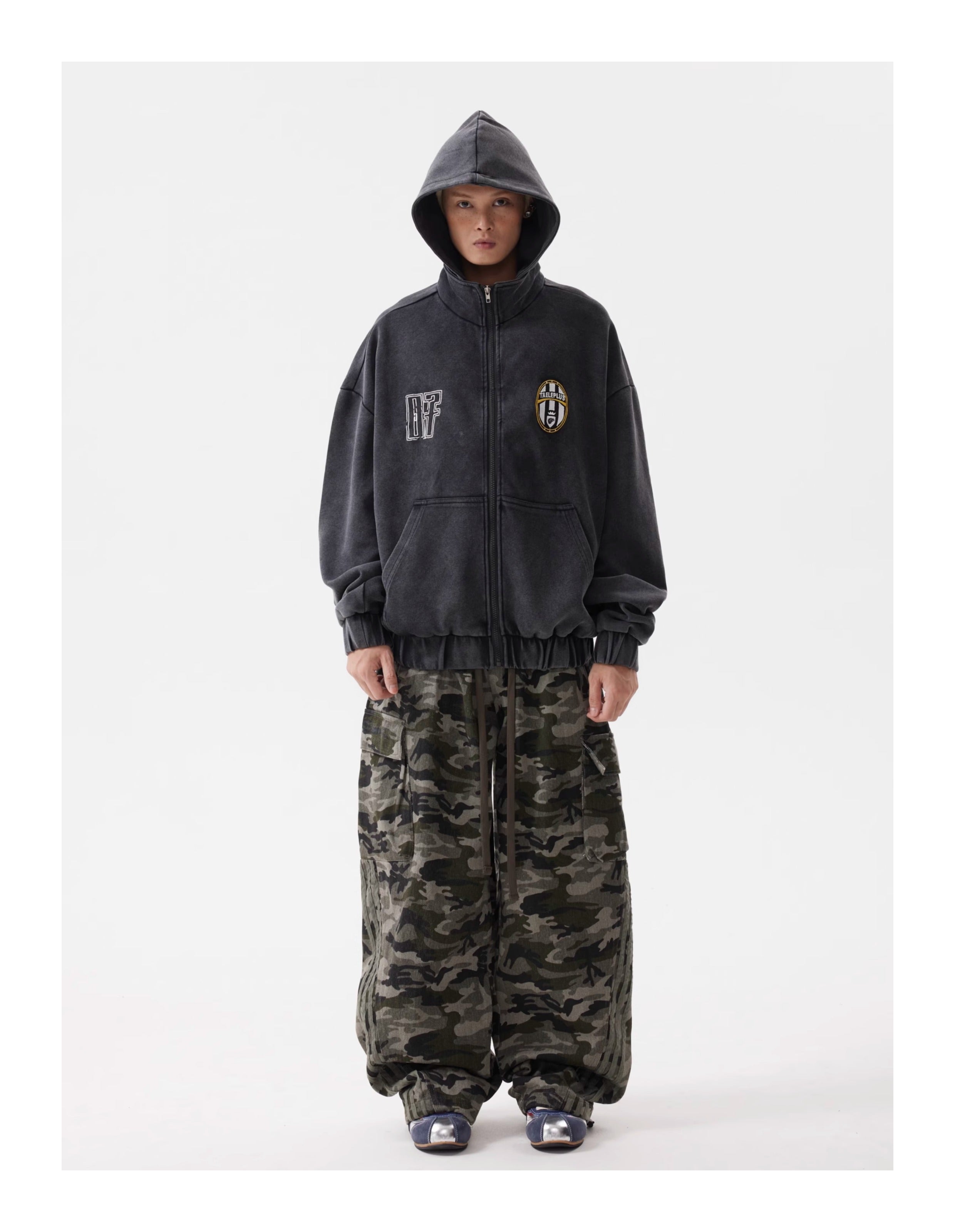 BTSG American Vintage Wash Distressed Zipped Hoodie