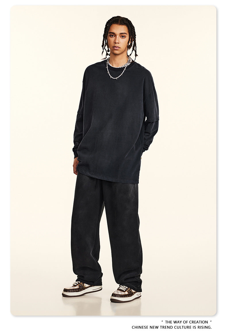 BE Washed 100% Cotton Long 2 Sleeve Tee