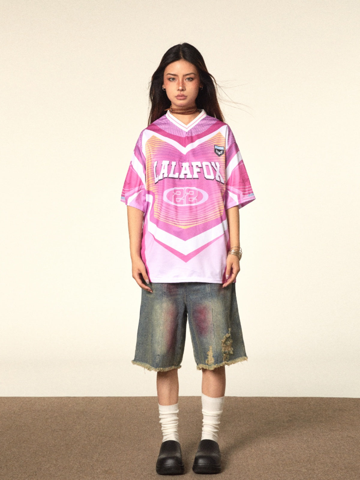 BLACKBB American Personality V-Neck Pink Tee