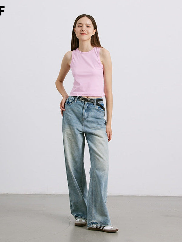 UNF Cotton Washed Whitened Casual Jeans