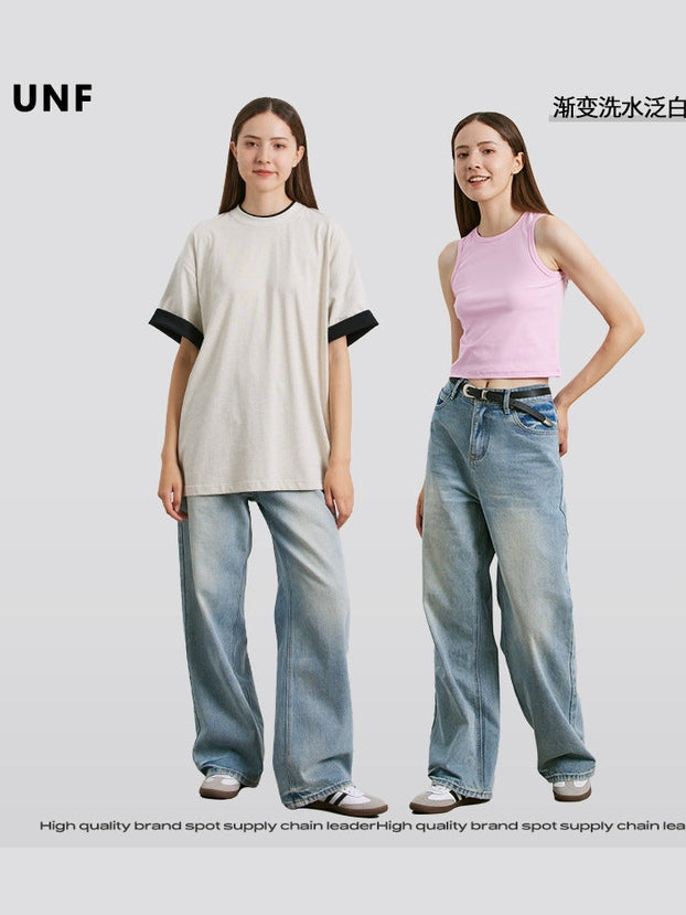 UNF Cotton Washed Whitened Casual Jeans