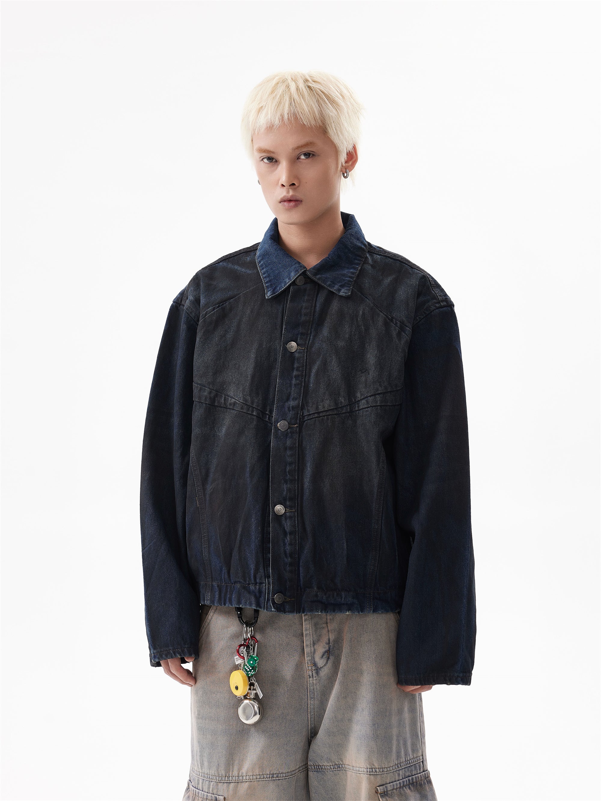 BTSG Frost Distressed Dirty Gradient Denim Jacket