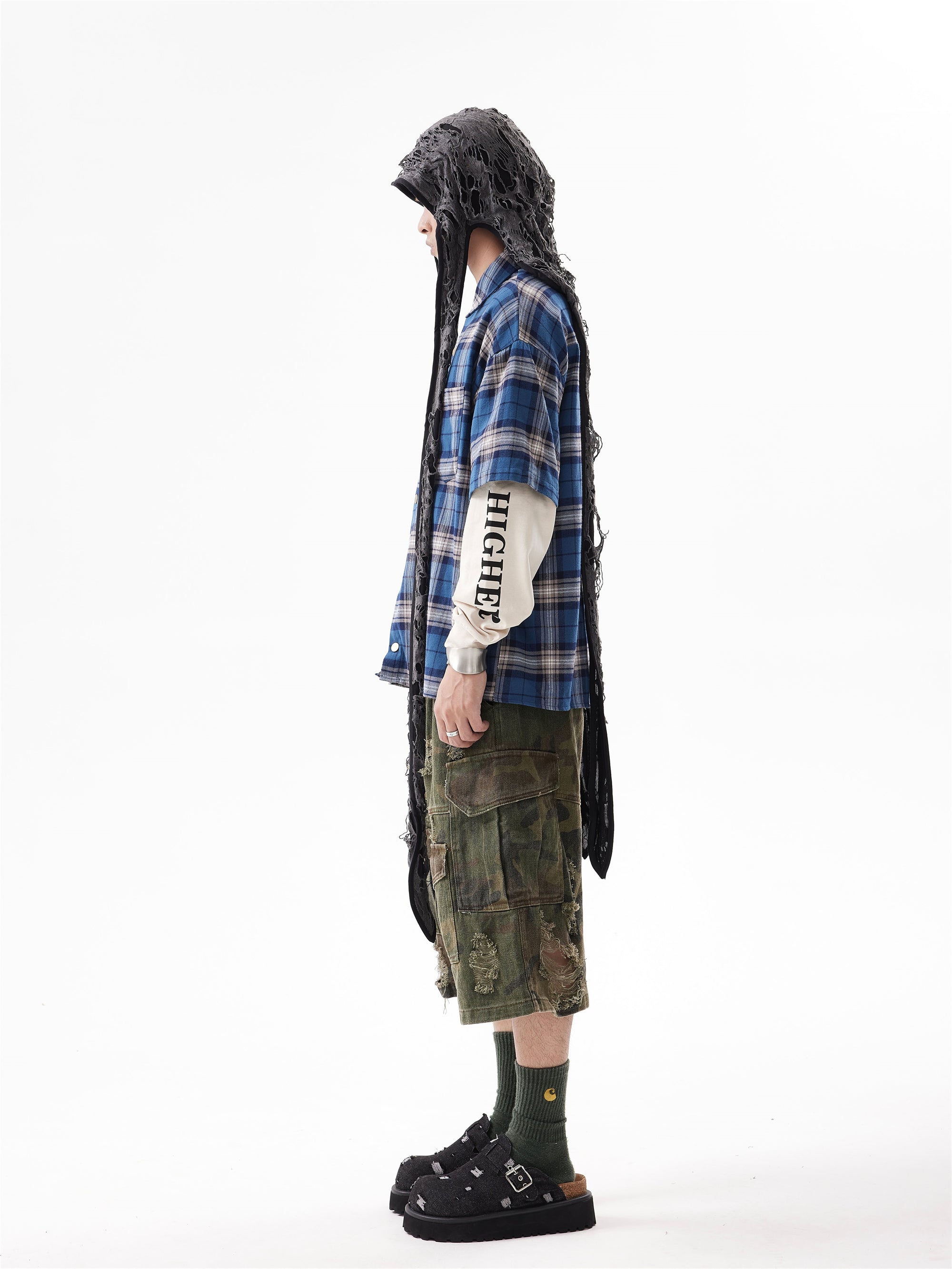 BTSG Camouflage Cropped Pants Cargo Shorts Tide