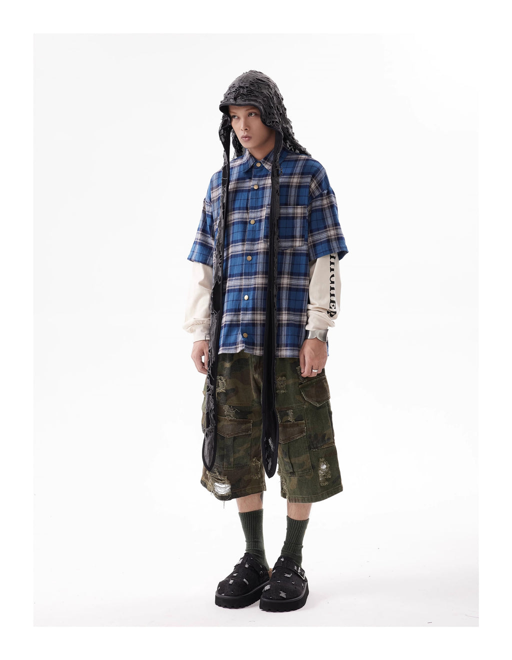 BTSG Camouflage Cropped Pants Cargo Shorts Tide