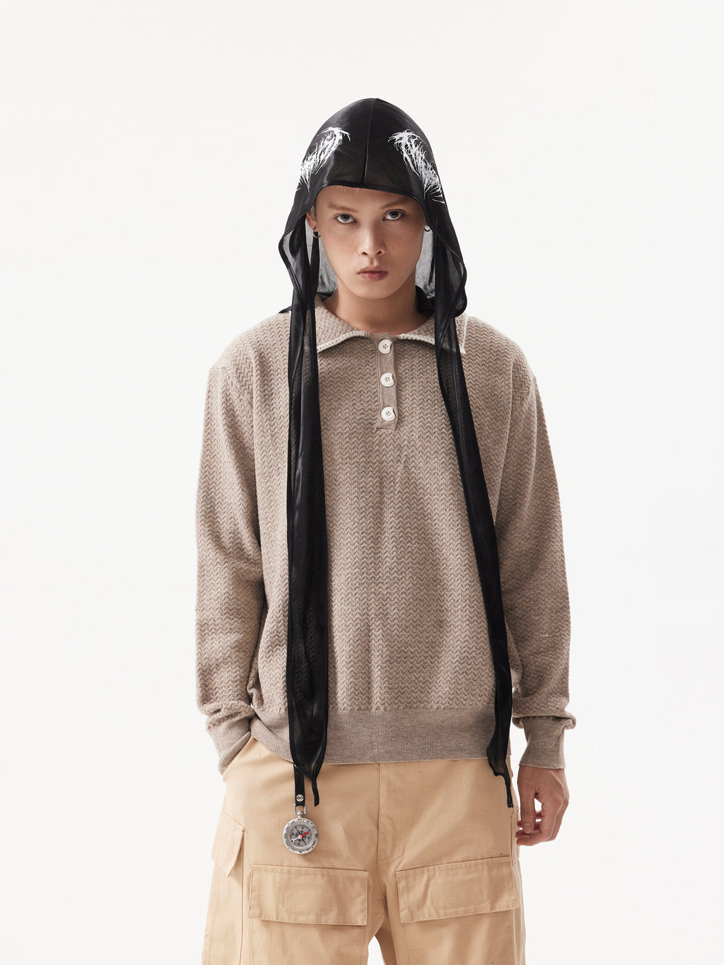 BTSG Rollover Collar Silhouette Sweater