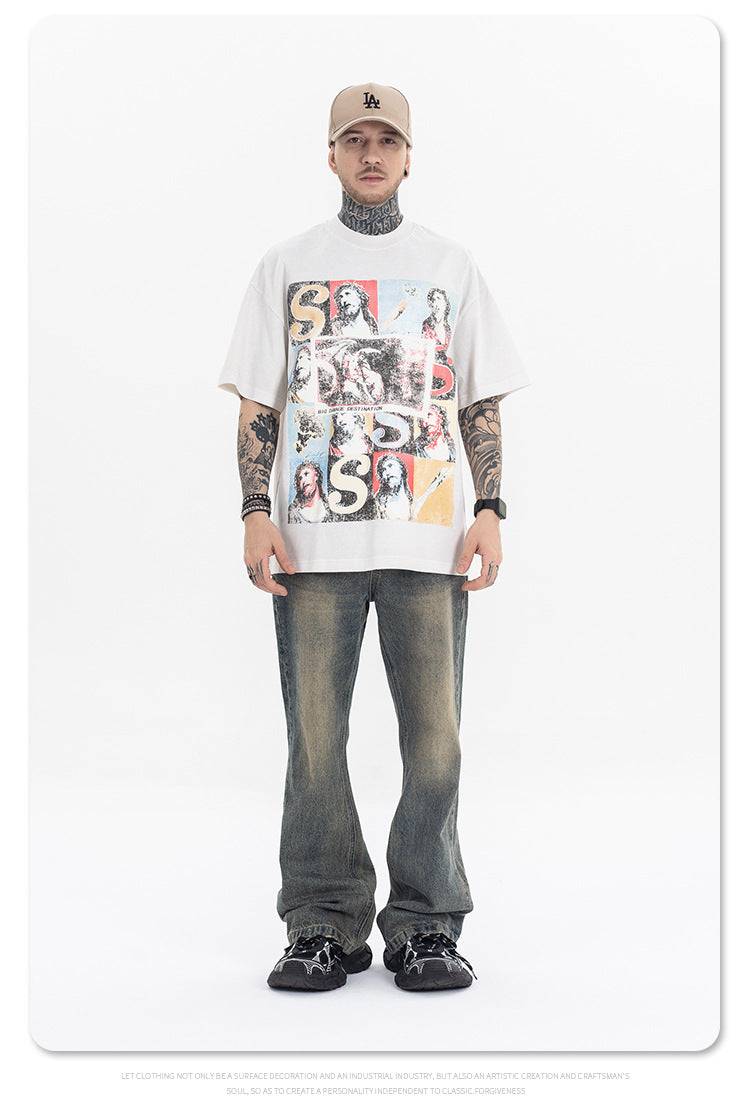 FORGIVNESS  High Street Vintage Washed Retro Distressed Short Sleeve Tee