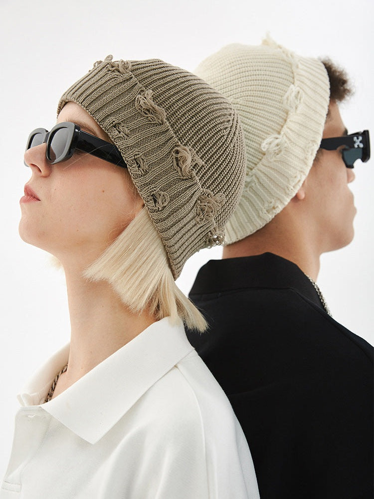 UNF Ripped Knitted Cold Hat Beanie