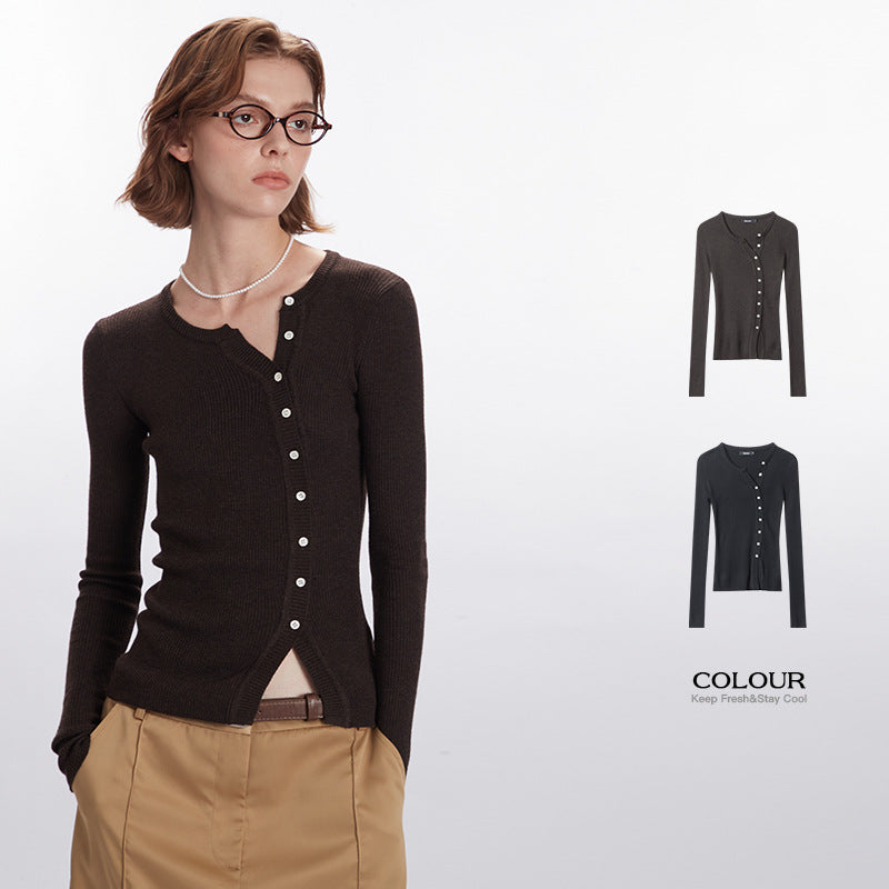 Nariele Long-sleeved Knitted Cardigan Women's Thin Knit Sweater