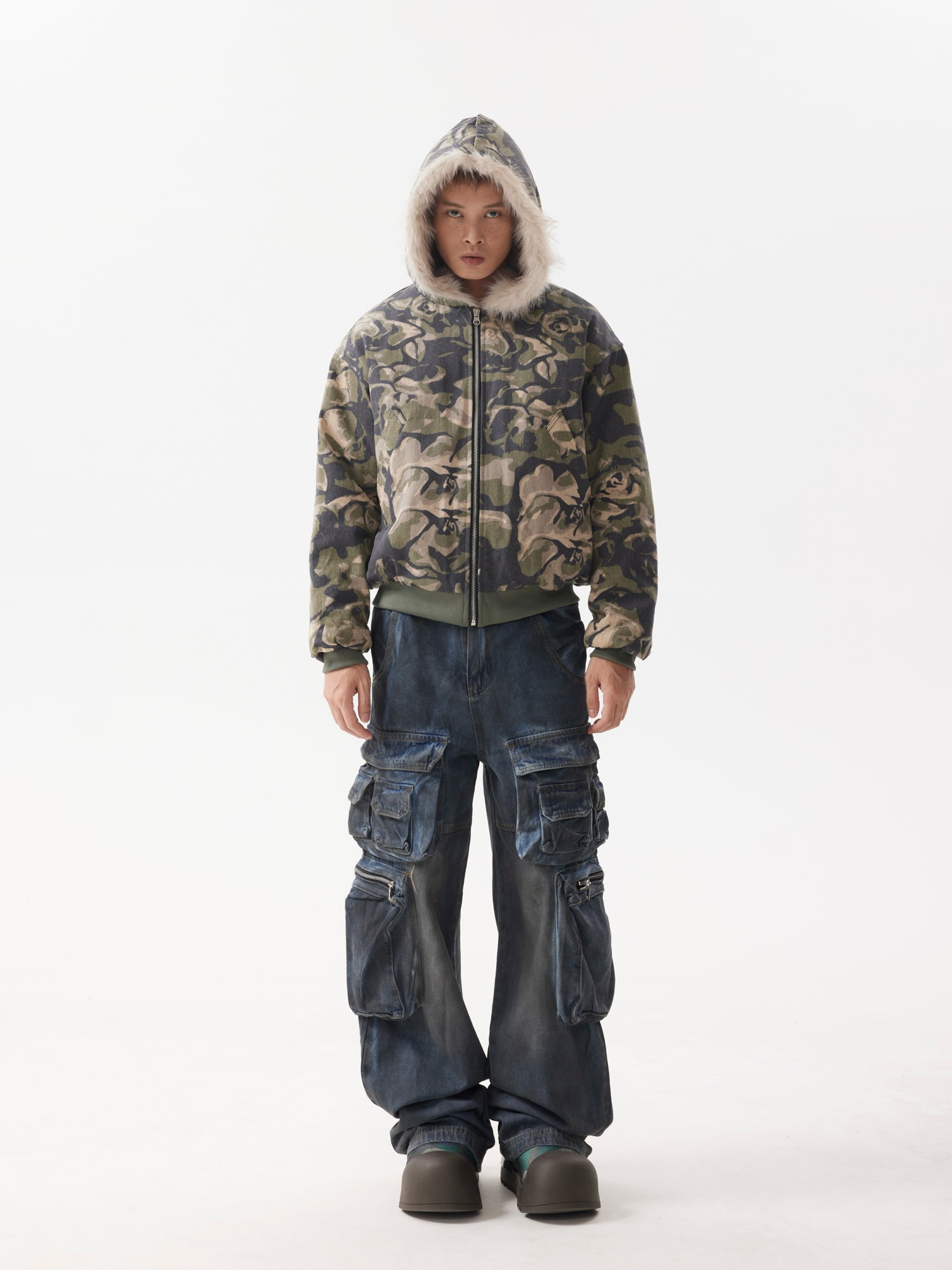 BTSG Camouflage Plush Mountain Carved Jacket