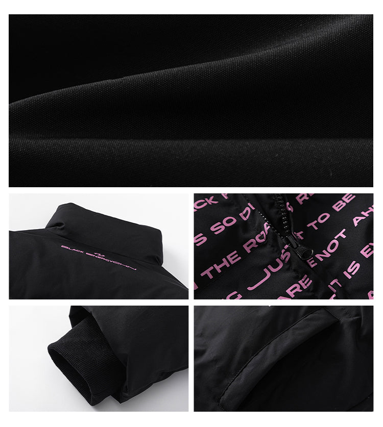BLACKBB Pink Code Letter Print Design Sense Thickened Jacket