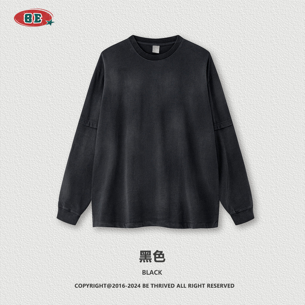BE Washed 100% Cotton Long 2 Sleeve Tee