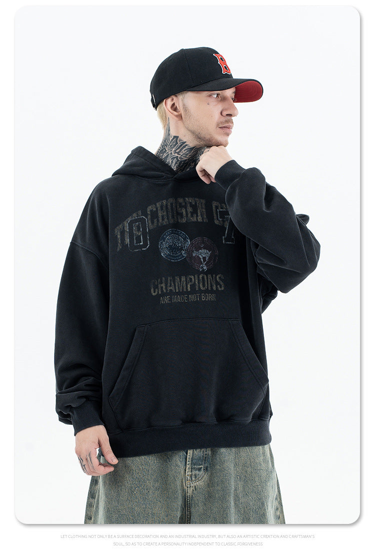 FORGIVNESS Distressed Logo Terry Hoodie