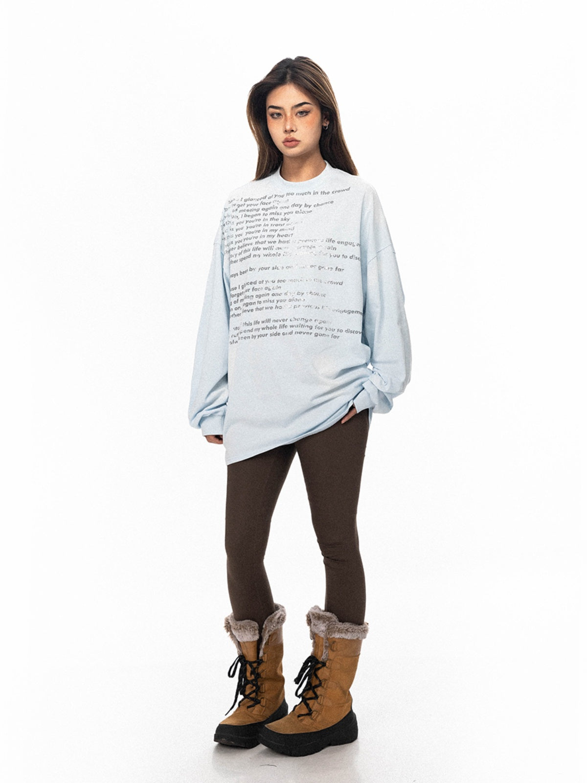 BLACKBB American Retro Fried Color Monogram Print Long Sleeve Tee