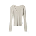 Nariele Slim Waist Long-sleeved Sweater V-Neck Knitwear