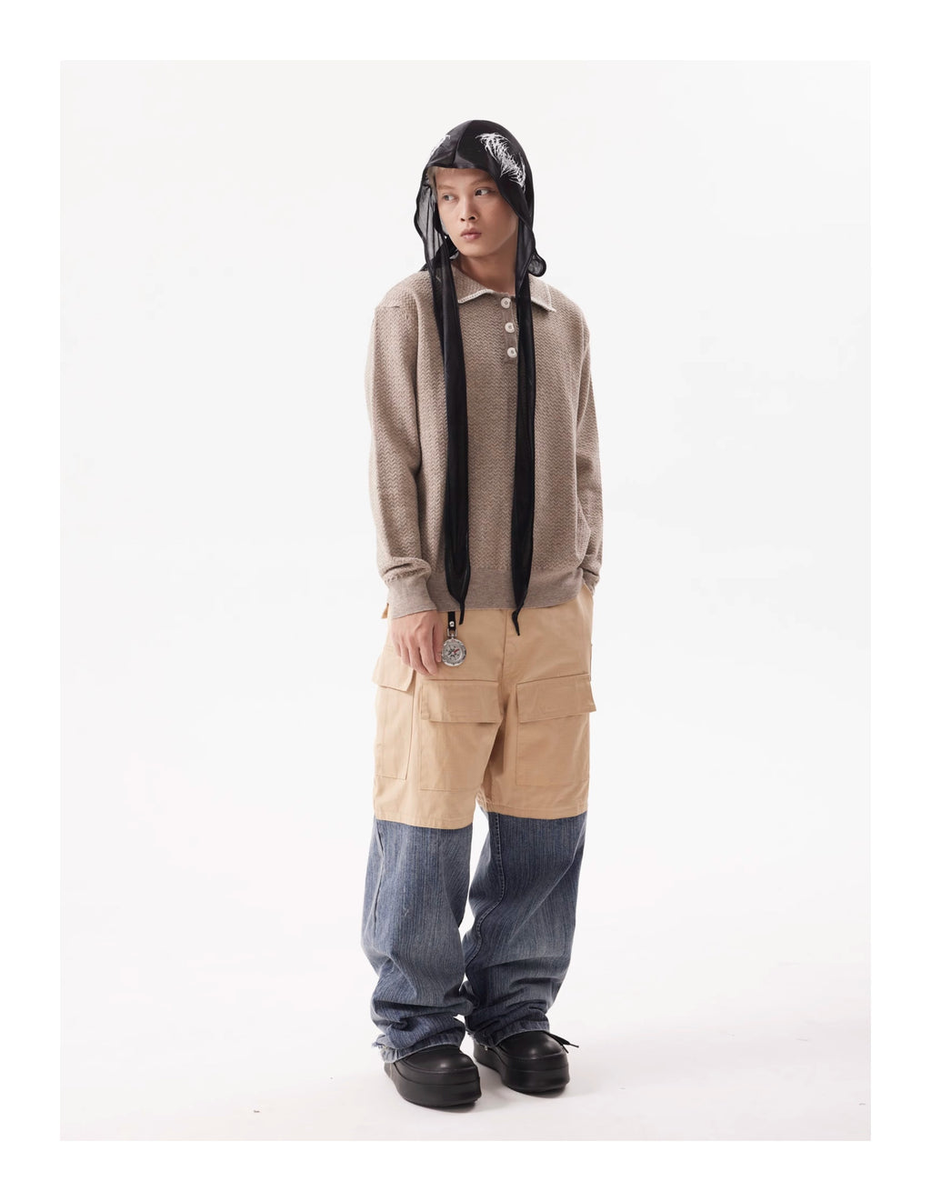 BTSG Rollover Collar Silhouette Sweater