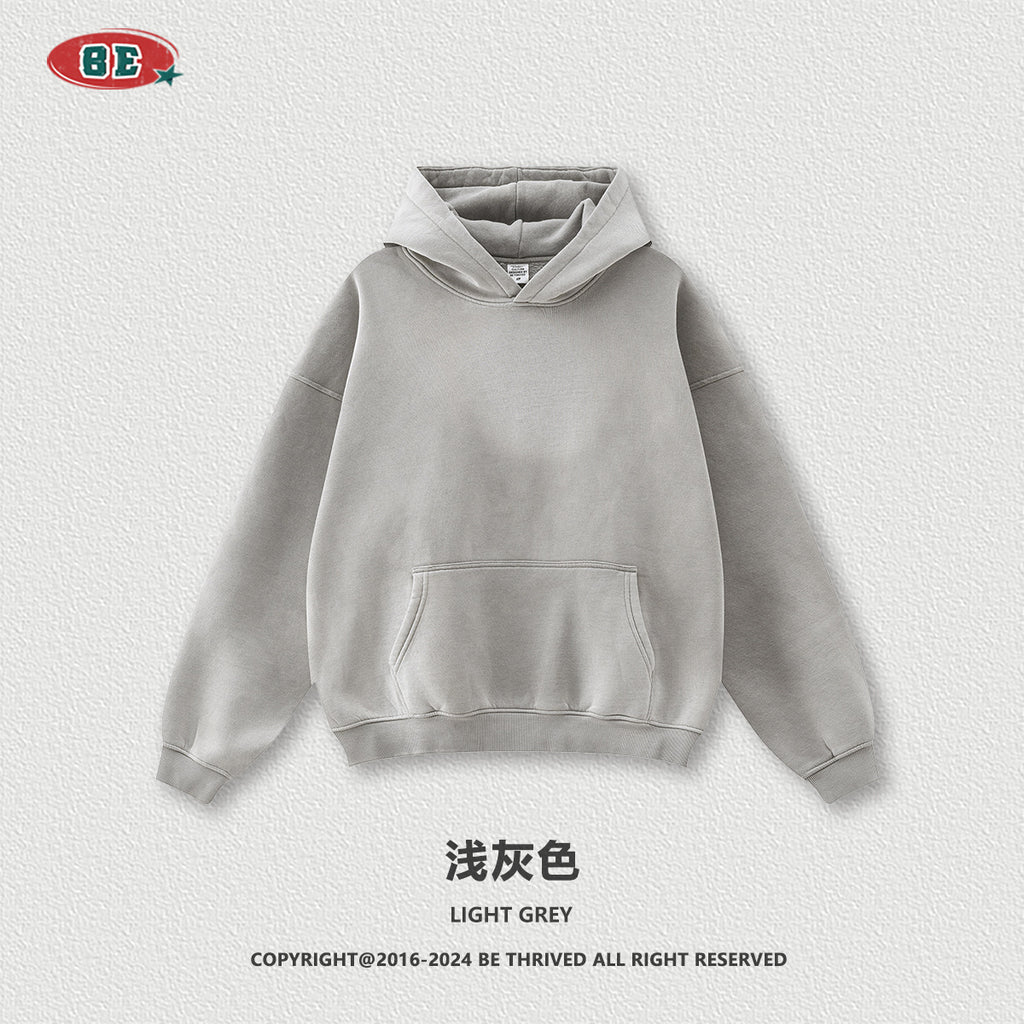 BE Retro Distressed Spray Dye Fleece Loose Hoodie Pants Set