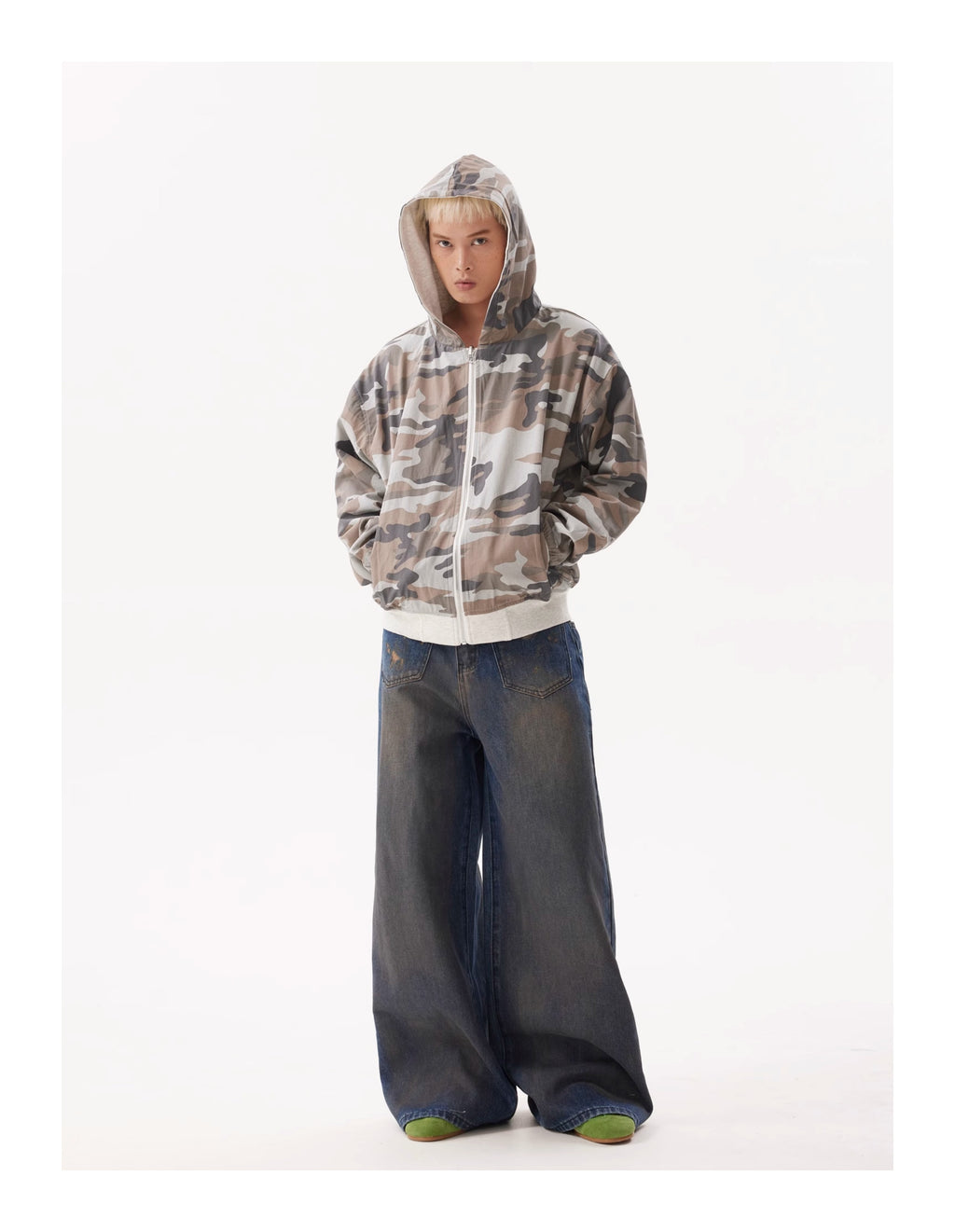 BTSG Dirtyfit Distressed Destruction Reverse Pocket Loose straight wide-leg jeans