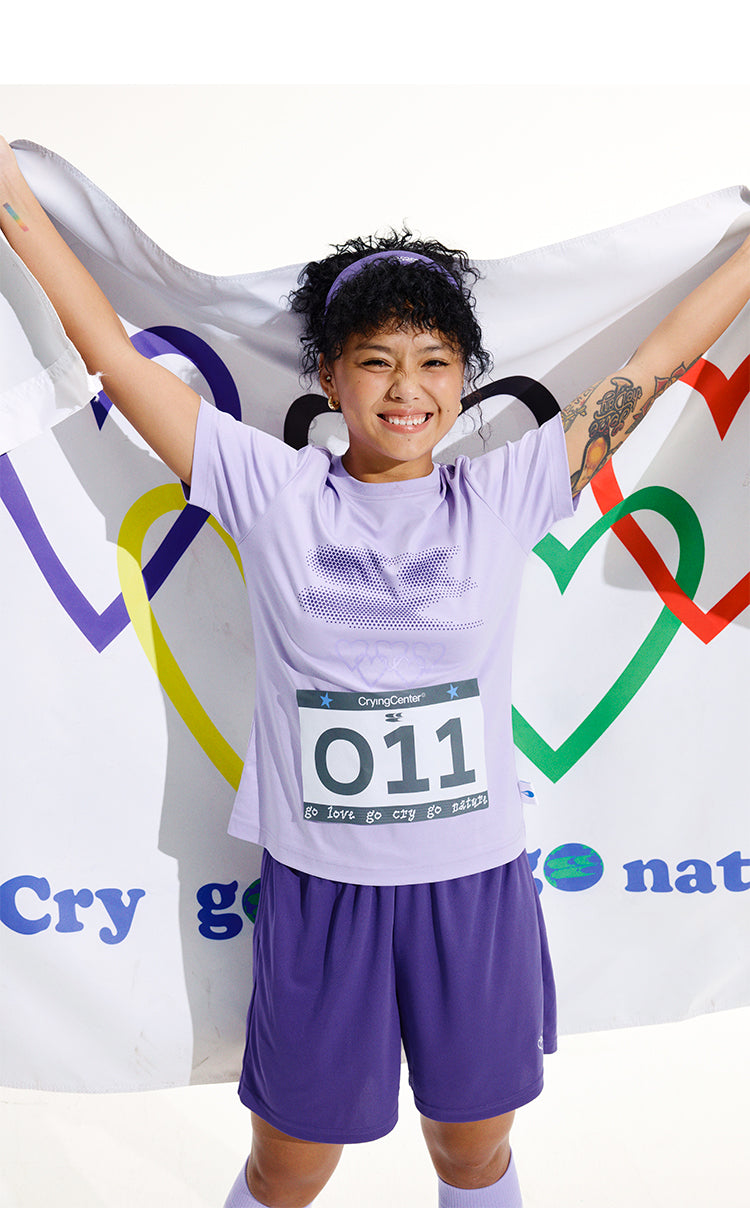 تيشيرت الجري CryingCenter Paris Olympics أرجواني سائل الأمونيا يسمح بالتهوية