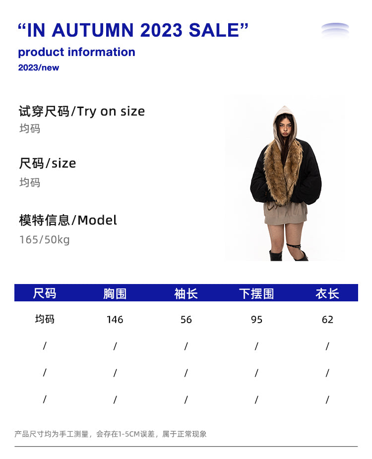 BLACKBB  Fur Collar Wide Flight Cotton Jacket