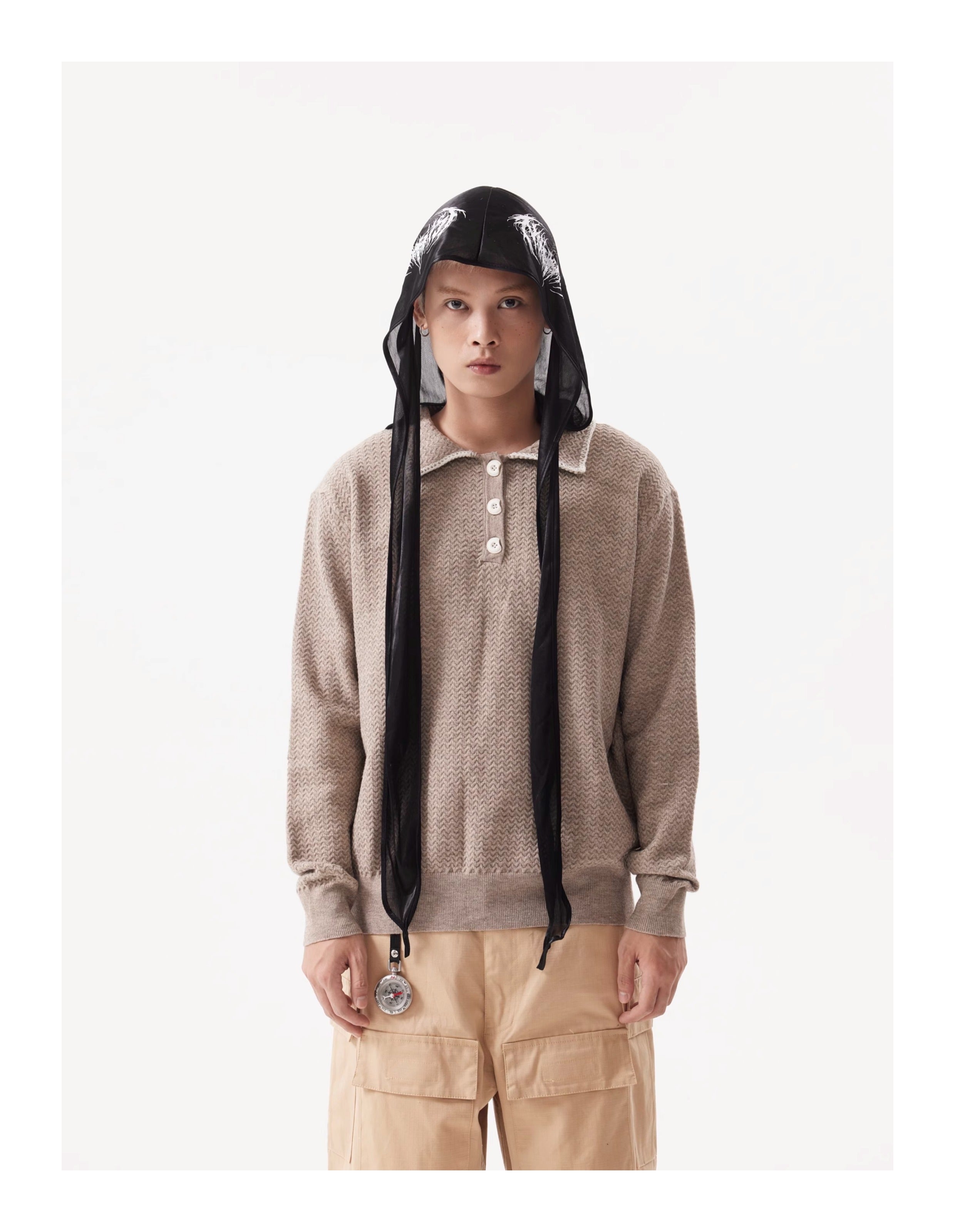 BTSG Rollover Collar Silhouette Sweater