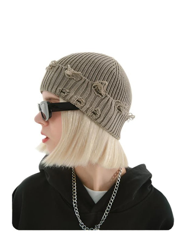 UNF Ripped Knitted Cold Hat Beanie