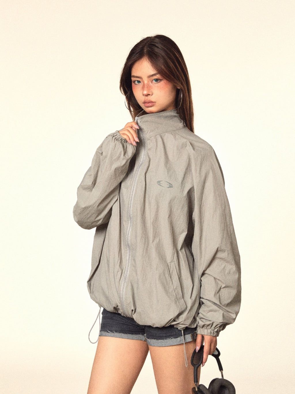 BLACKBB American Glossy Crinkled Printed Sunscreen Jacket