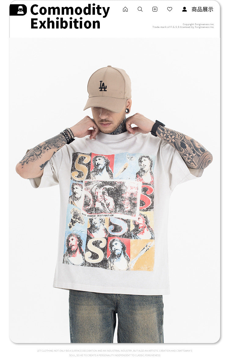 FORGIVNESS  High Street Vintage Washed Retro Distressed Short Sleeve Tee
