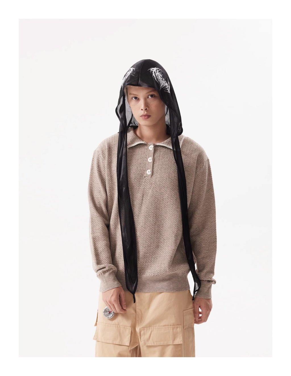 BTSG Rollover Collar Silhouette Sweater