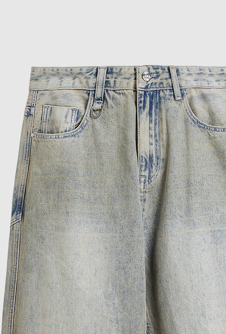 INF Light Blue Wash Cut Wide-leg Jeans