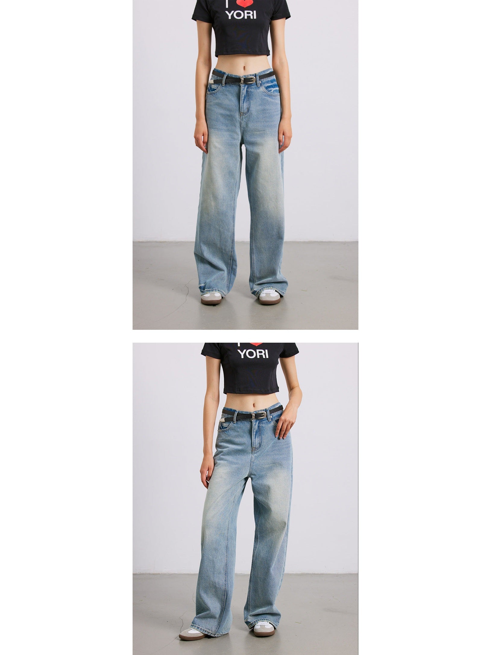 UNF Cotton Washed Whitened Casual Jeans