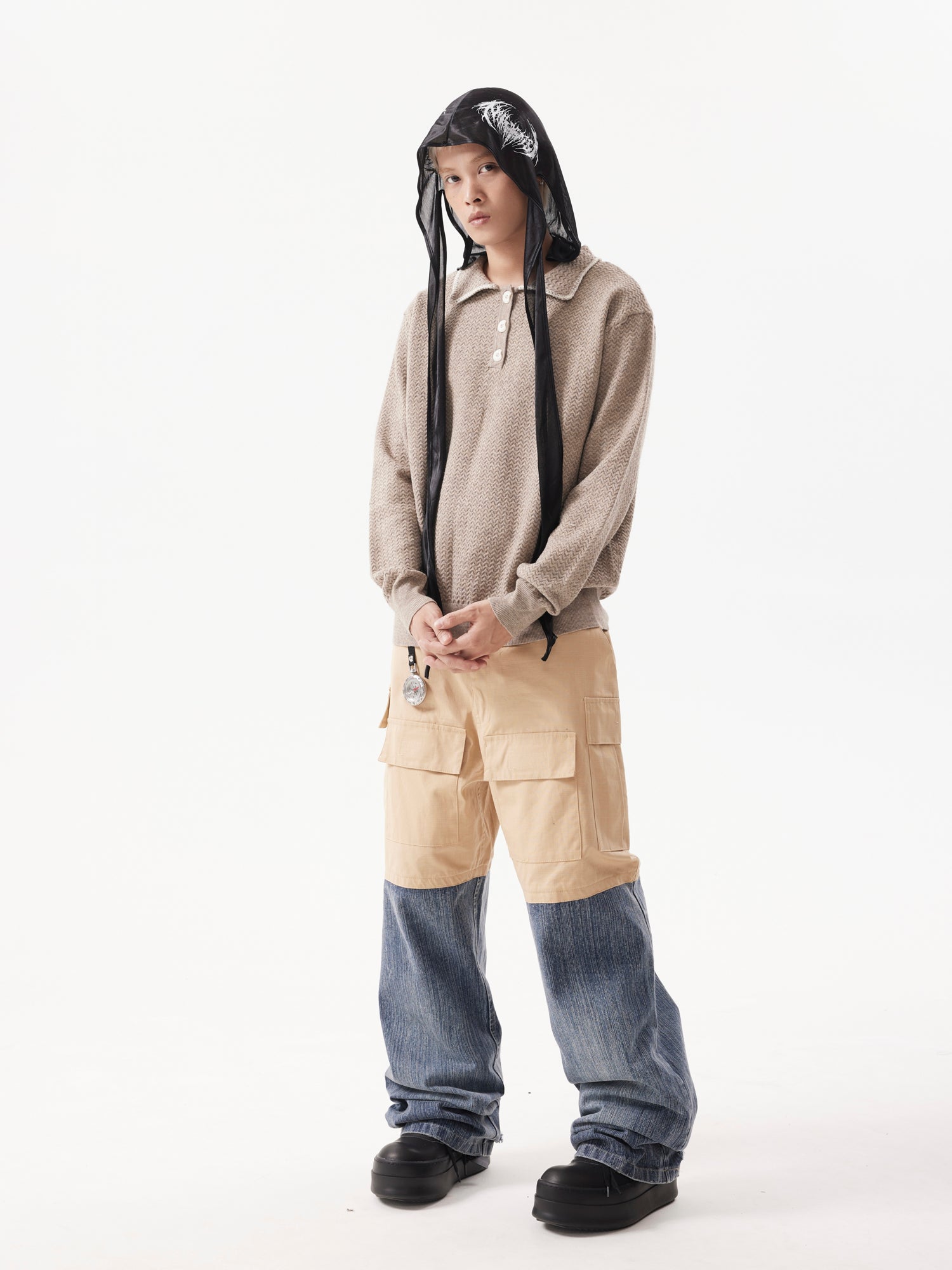 BTSG Rollover Collar Silhouette Sweater